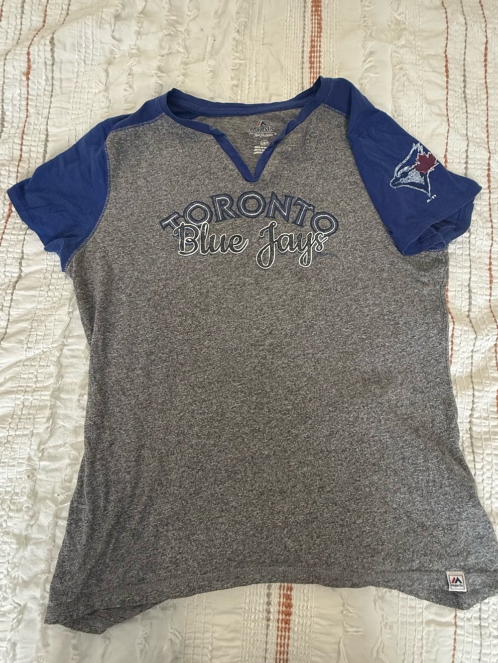 Majestic Toronto Blue Jays Gray & Royal Blue Short Sleeve Tee